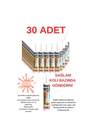 30 Adet Silikonize Mastik Strafor Duvar Paneli Duvar Çıtası Yapıştırıcı Beyaz Mastik 450 Gram