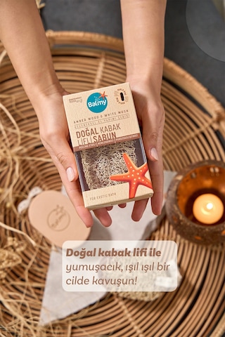 Balmy Doğal Kabak Lifli Sabun Amber Wood White Musk Amber