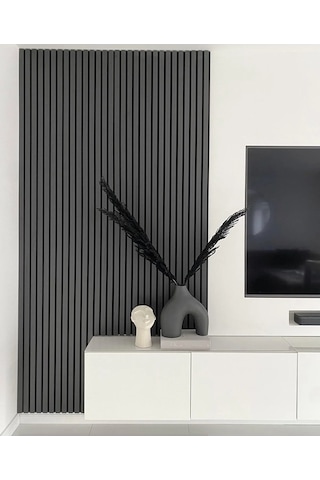 Winpanel Dekoratif Ahşap Duvar Paneli Antrasit Renk 60x240cm .