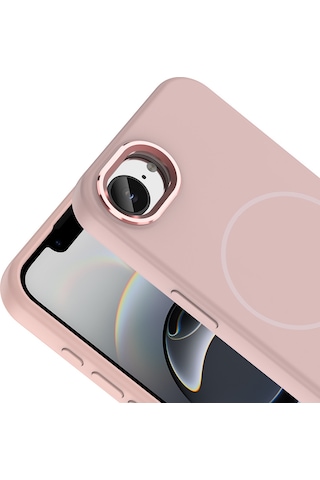 Apple iPhone Uyumlu 16e Kılıf M-safe Şarj Özellikli Metal Kamera Çerçeveli Zore Edi Silikon Kapak - Rose Gold
