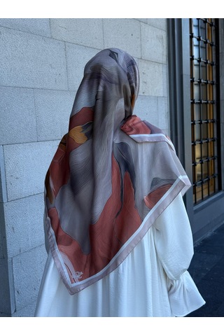 Qalortex Scarf Pamuklu Amber Desen Eşarp-somon