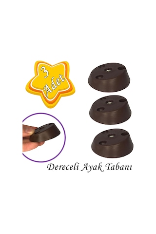 3 Adet Dereceli Ayak Tabanı Kahverengi Mobilya Masa Sehpa Ayağı Bağlantı Aparatı Açılı Plastik