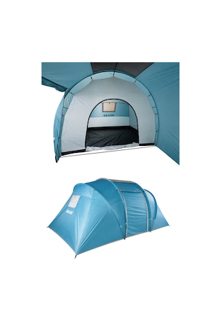 Walke 4 Kişilik Çift Bölmeli Aile Kamp Çadırı Su Geçirmez Polyester 460 X 230 X 185 Mavi