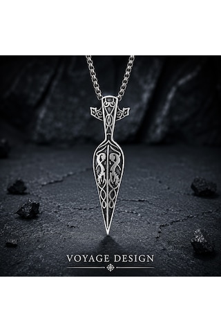 Paslanmaz Çelik Viking Mitolojisi Gungnir Kolye Odin'in Mızrağı Viking Kolye Antrasit