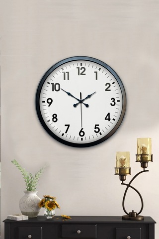 40 Cm Siyah Metal Standart Duvar Saati Standart Metal Siyah Kadran Pl-4001b