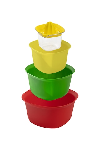 Porsima ORG-174 4 lü Hazırlık Seti Süzgeç Karıştırma Kabı Limon