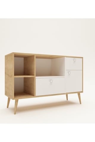 Floradesign Fresh120 Kahve Köşesi / Çok Amaçlı Dolap / Airfryer Dolabı / Mutfak Organizeri Meşe+beyaz