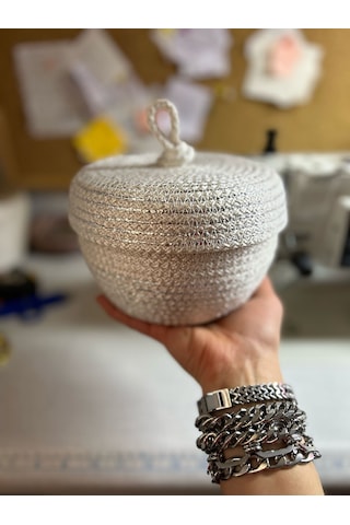 Hasır Sepet, Kapaklı Dekoratif Sepet, Çok Amaçlı Kutu, Şekerlik Sepeti