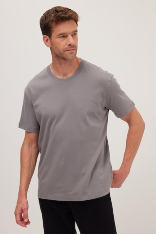 Tudors Unisex Relax Fit Rahat Kesim %100 Pamuk Yumuşak Dokulu Hafif Kalın Gri Bisiklet Yaka Tişört-36911 Gri