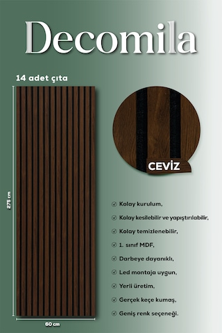 Mdf Ahşap Akustik Duvar Paneli 60x275 Cm - Ceviz 60x275