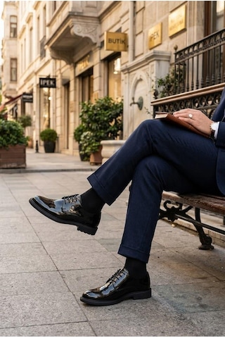 Pierre Cardin 702606 Siyah Rugan Damat Ayakkabısı Takım Ayakkabısı Erkek Klasik Ayakkabı