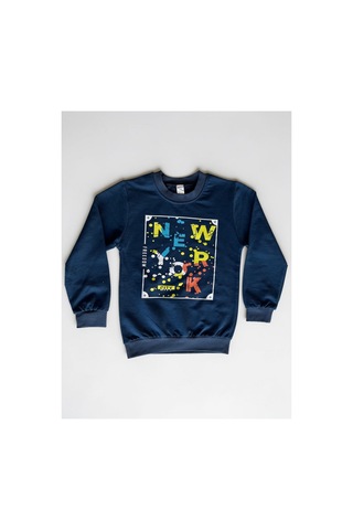 Minik Motion 3'lü Set Çocuk Baskılı 2 İplik Penye Sweatshirt Taş Rengi - Lacivert - Turuncu