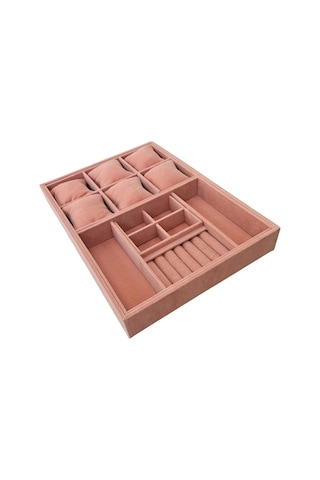 Organizatör Somon Süet Tabla Kolye & Yüzük Düzenleyici Ve Gözlük 6 Yastık 4 Bölmeli Rulo Çok Renkli