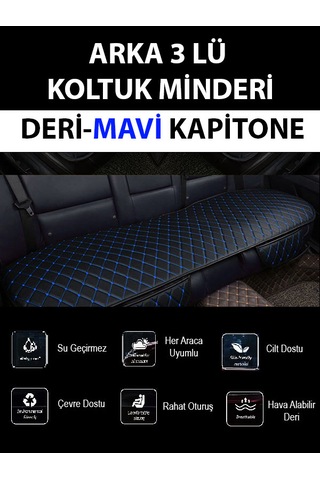 Her Araca Uyumlu Araba Koltuk Minderi 3 Parça Mavi
