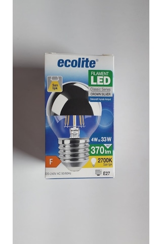 Ecolite Crow Sılver 4W E27 Aynalı Led Top Ampul