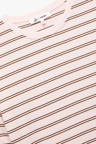 Koton Uzun Kollu Bisiklet Yaka Çizgili T-shirt pembe