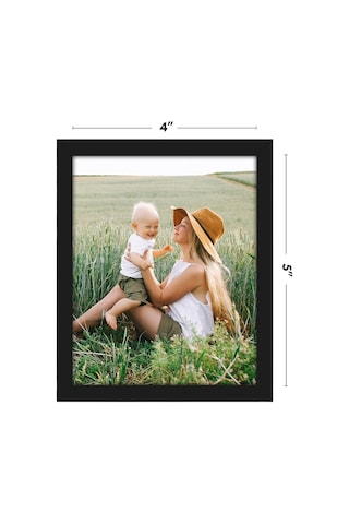 Siyah 4x5 Resim Çerçevesi - Kırılmaya Dayanıklı Camlı İnce Kenarlıklı Fotoğraf Çerçevesi, Asma Donanımı V