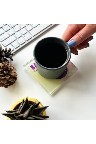 Decorita Cam Bardak Altlığı Burçlar - Balık Burcu 4'lü Takım Çok Renkli