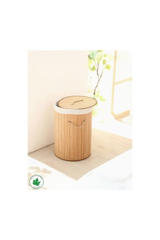 El Yapımı Bambu Yuvarlak Çamaşır Sepet, Hasır Kirli Sepeti Std Katlanır Bambu Yuvarlak Çamaşır Sepeti Klasik Bambu