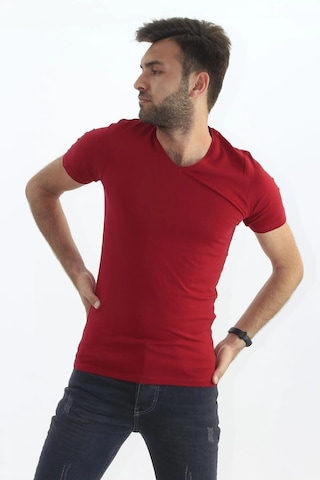 Sermoda Erkek Slim Fit V Yaka Tişört - Dar Kesim Basic Günlük T-shirt Bordo