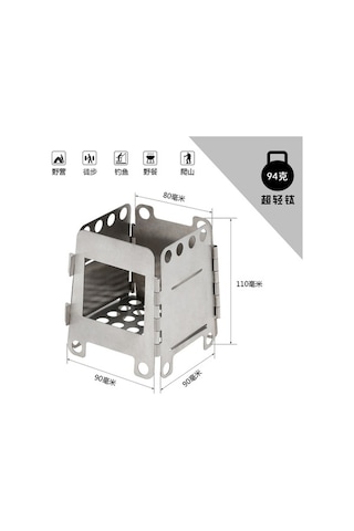 Pazly Taşınabilir Titanyum Hafif Katlanır Kamp Sobası Açık Hava Y Gri