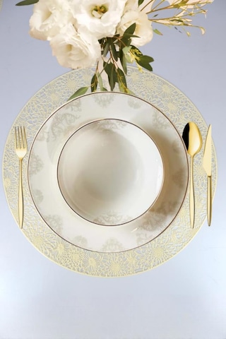 Digithome Acar 6 Lı Amerikan Servisi Supla Yuvarlak Krem 38 Cm Acr-281 C320.033 Krem