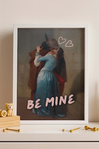 Francesco Hayez The Kiss Çerçeveli Tablo Be Mine Romantik Modern Sevgililer Günü Hediyesi Altered Art