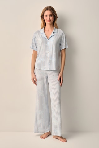 Suwen Lady Gömlek Yaka Pijama Takımı Sh26611660b348 Mavi