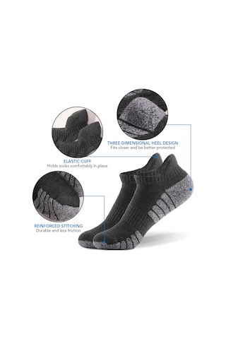 Lemestar 6 Çift Koyu Gri Outdoor Yürüyüş Koşu Çorapları - Yumuşak Nüfuslu, Havalandırmalı, Dayanıklı, Bilek Desteği İle Sonbahar/kış Aktivitelere Uygun Koyu Gri