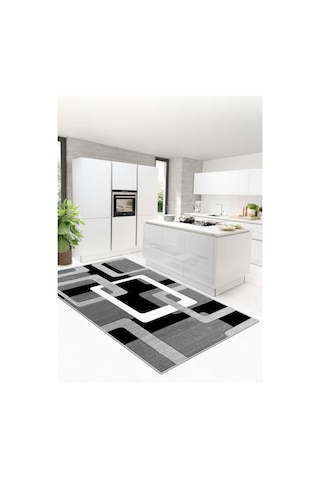 West Home Dijital Baskı Yıkanabilir Kaymaz Taban Leke Tutmaz Mutfak Halısı Salon Halısı Ve Yolluk Wh 463 Black