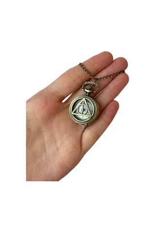 Harry Potter Saatli Deathly Hallows Çift Taraflı Kolye Çok REnkli