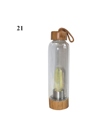 Lebihmurah Generic Doğal Kristal Sütun Taş Enerji Şifa Cam Su Şişesi Bardak Drinkware