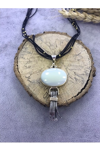 Sedef Taşlı Gümüş Kolye 925 Ayar Taş 512653736