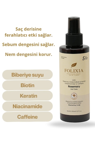 Folixia Biberiye Saç Toniği Saç Dökülmesine Eğilimli Saçlar İçin, Canlandırıcı Ve Güçlendirici Bakım 200 Ml