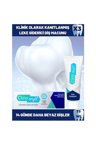 Clinomyn Smokers Sigara İçenler için Diş Beyazlatan Diş Macunu 75 ML x 3