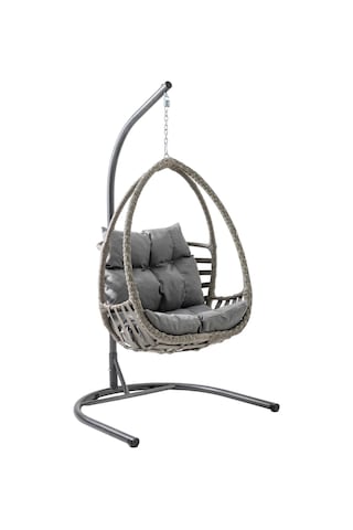 Rehome Malta Tek Kişilik Rattan Bahçe Salıncağı Gri