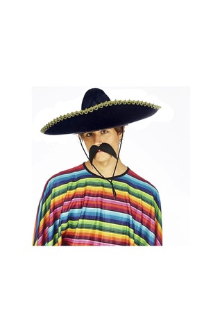 Sombrero Meksika Şapkası Mariachi Altın Şeritli Yetişkin Boy