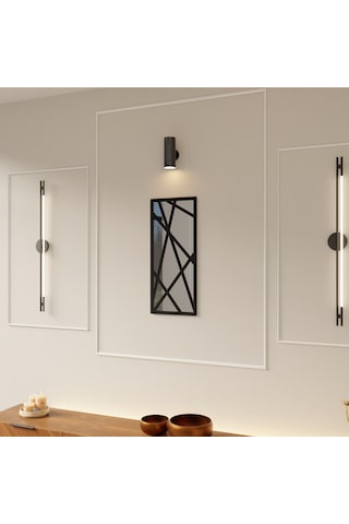 Dekoratif Modern Geometrik Pleksi Ayna Siyah