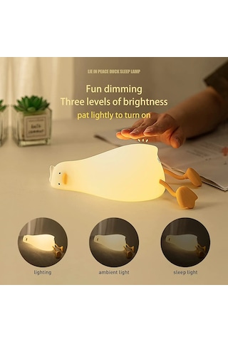 Yalan Düz Ördek Gece Lambası, Led Squishy Ördek Lamba, Sevimli Krem