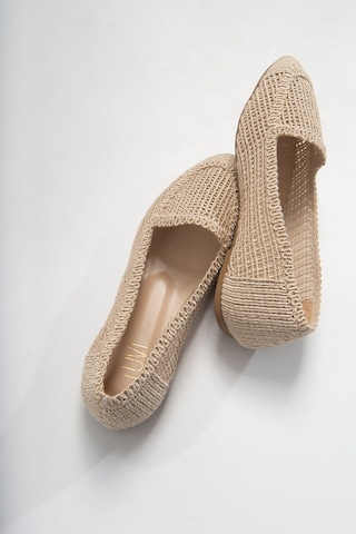 Luvishoes 101 Krem Örme Kadın Babet Ayakkabı Krem
