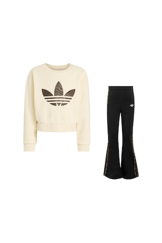 Kd5814-c Adidas Boxy Crew Set Çocuk Eşofman Takımı Bej Kd5814-c Bej Siyah