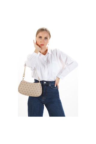 Newish Polo Kadın Farme Monogram Baget El Ve Omuz Çantası New111 Bej