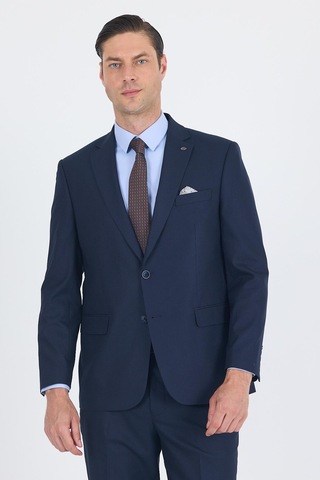 İmza Lacivert Mono Yaka Bez Ayağı Tam Astar Pamuklu 4 Drop Comfort Fit Classic Takım Elbise 1001250178 Lacivert