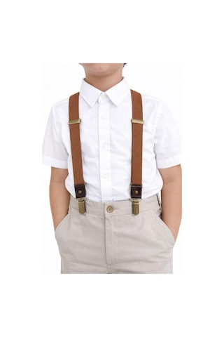 Hapshoe Ayarlanabilir Klipsli Taba Çocuk Kemer Pantolon Askısı Taba