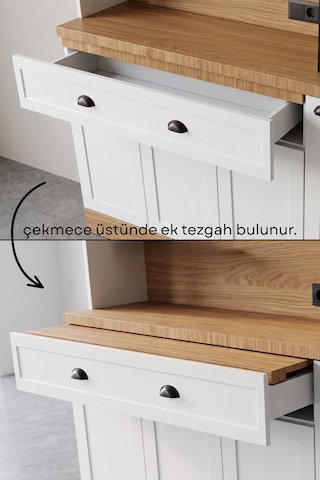 Avm 24 Kenzo Kahve Köşesi 150 Cm Montaj Dahil Beyaz - Meşe