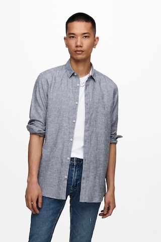 Only & Sons Erkek Onscaiden Slim Fit Keten Gömlek 22012321 Lacivert Lacivert