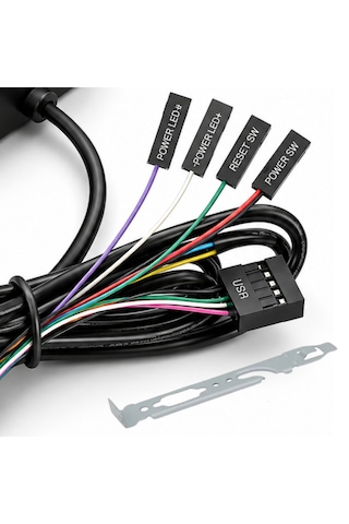 6079 Masaüstü Pc Kasa Harici Güç Power Reset On/off Usb Düğmesi Switch Uzatma Kablo Led Buton