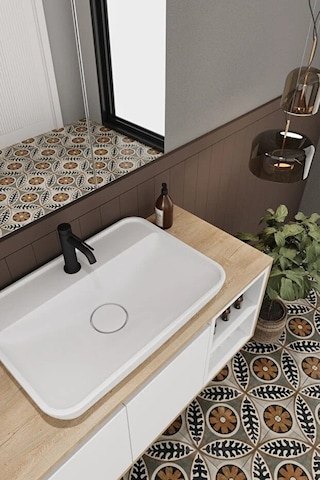 Lale Beyaz 100 Cm %100 Mdf Lavabolu Banyo Dolabı + Aynalı Dolap Beyaz Meşe
