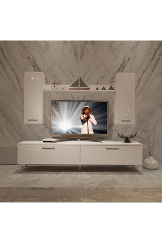 Decoraktiv Eko 7 Slm Std Silver Tv Ünitesi Tv Sehpası Beyaz