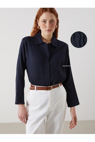 Lcw Vision Lacivert Regular Fit Kadın Gömlek